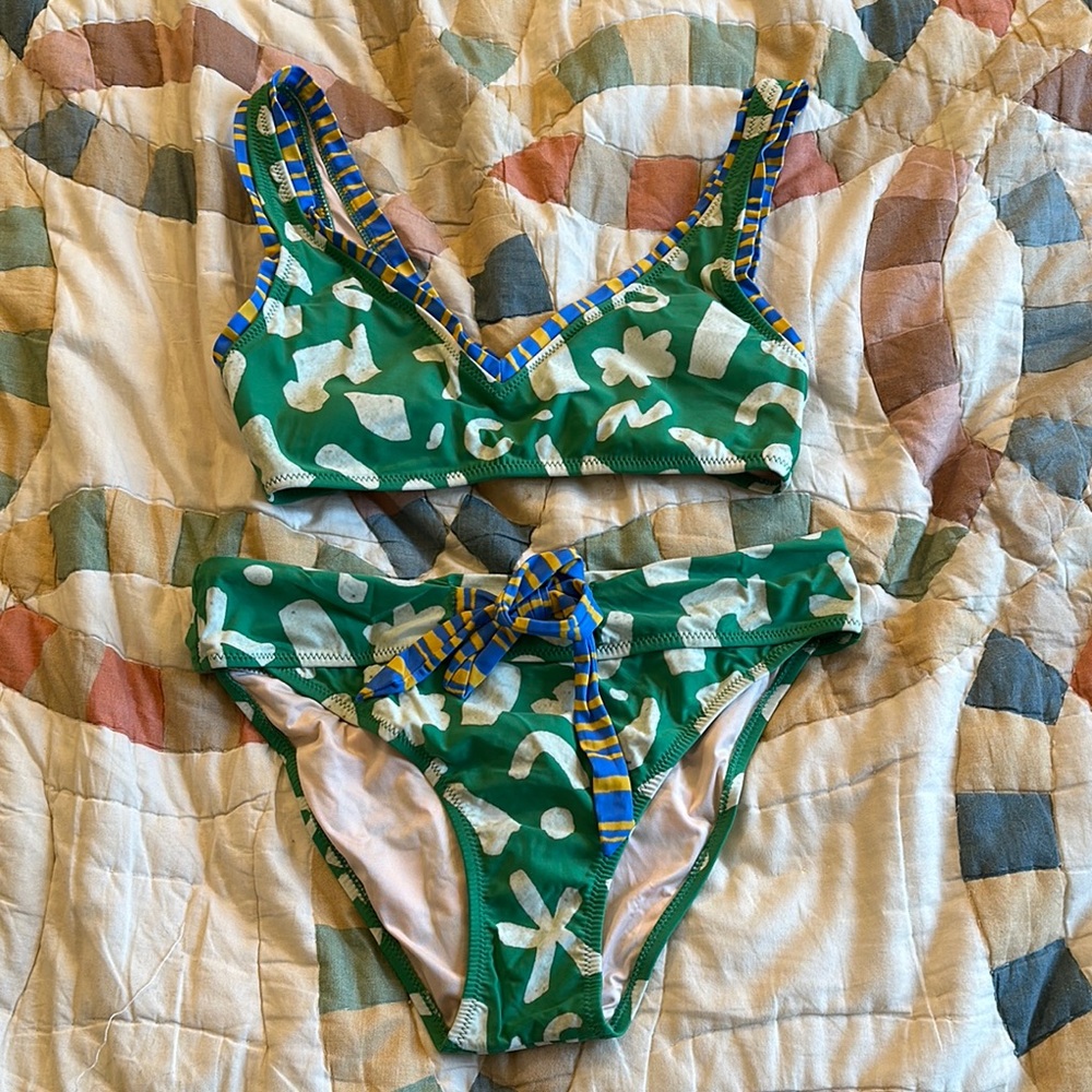 Green Patterned Bikini Set